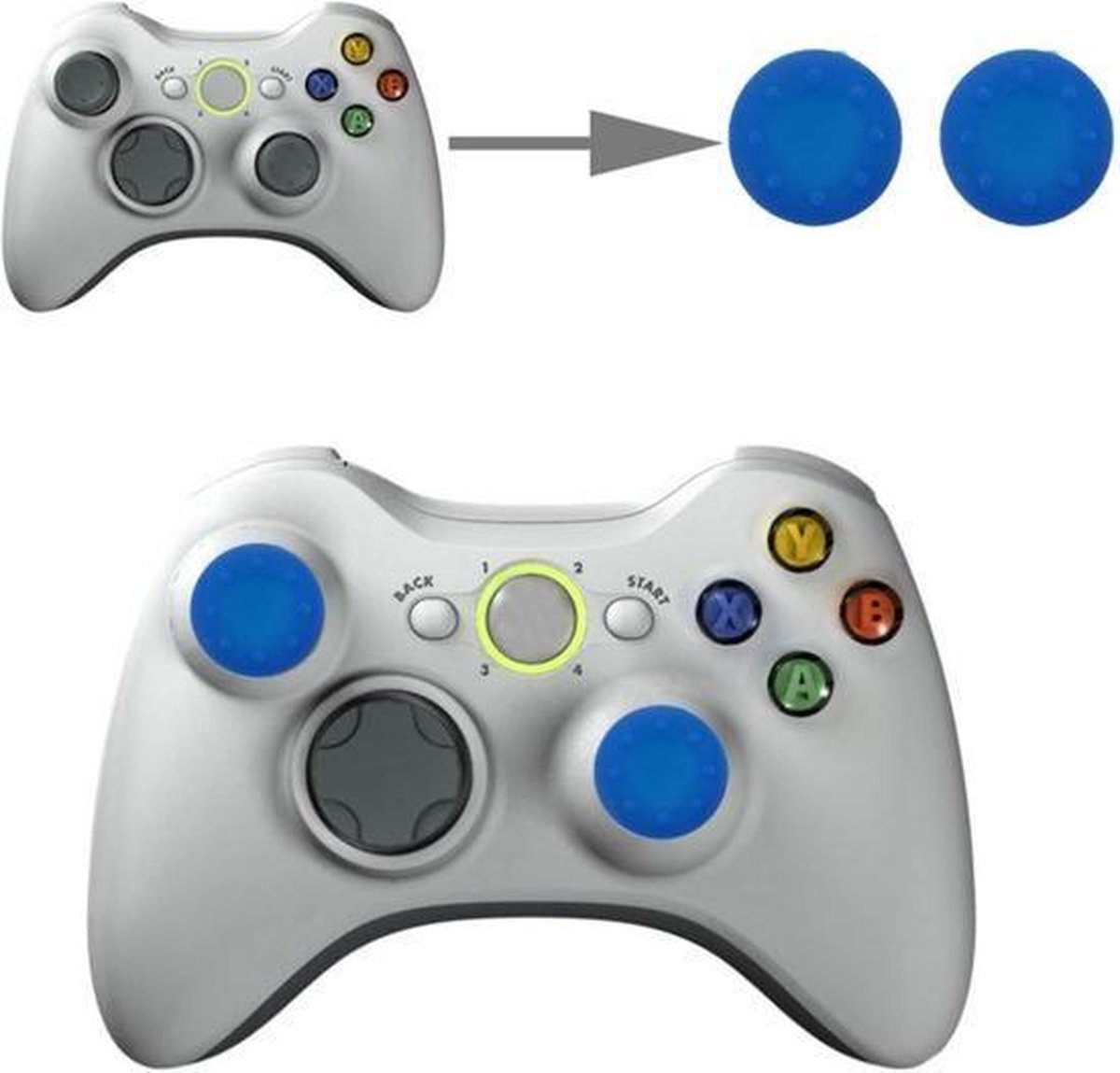 Thumb grips - Controller Thumbgrips - Joystick Cap - Thumbsticks - Thumb Grip Cap geschikt voor PS5, PS4, Switch Pro, Steamdeck en Xbox X/S - 2 stuks Groot 8 dots extra grip Blauw