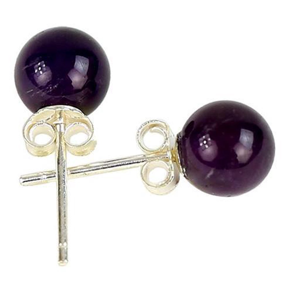 Stones & Bones® Amethist oorstekers 8mm