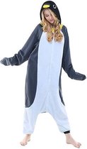 Grijze Pinguin Onesie voor volwassenen - Grijze Pinguin Kigurumi Pyjama - Maat L