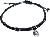 Bela Donaco Enkelbandje Black dress – Onyx – Sterling Zilver – Glas – Leer