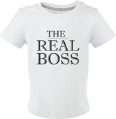 Baby shirtje "the real Boss" maat 12 mnd