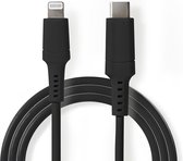 Nedis USB-Kabel | USB 2.0 | Apple Lightning 8-Pins | USB-C™ Male | 480 Mbps | Vernikkeld | 2.00 m | Rond | PVC | Zwart | Doos