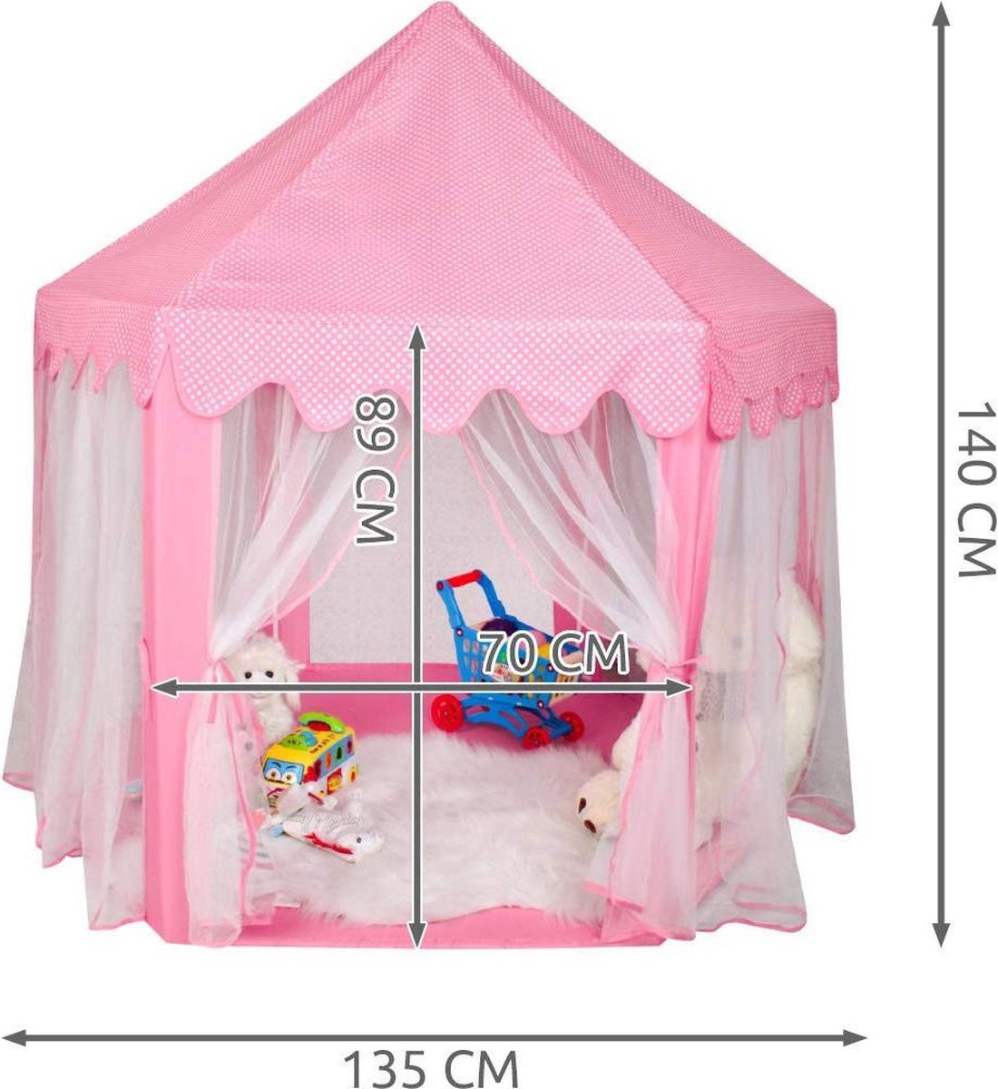 Tente de jeu pour enfants XL - Play Castle - Tente de jeu Princess - Rose 
