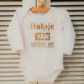 Romper Sinterklaas - Wit goud - Maat 62/68 Baby Tekst kleding babypakje cadeau kraamcadeau geboorte zwangerschap aankondiging