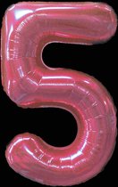 Ballon – Folie ballonnen cijfers – Verjaardags ballon – Cijfer 5 – Roze - 97cm – 1 stuk