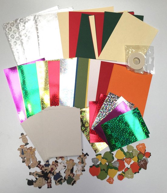 Groot Knutselpakket - Enveloppen, Lux Karton, Houten Embellishments, Foamtape - Voor kaarten maken, Scrapbooking en andere creatieve objecten.