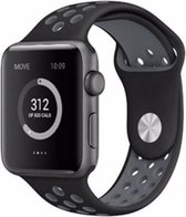 Siliconen Sportbandje - Zwart/Grijs - Geschikt voor Apple Watch - 42/44mm - S/M