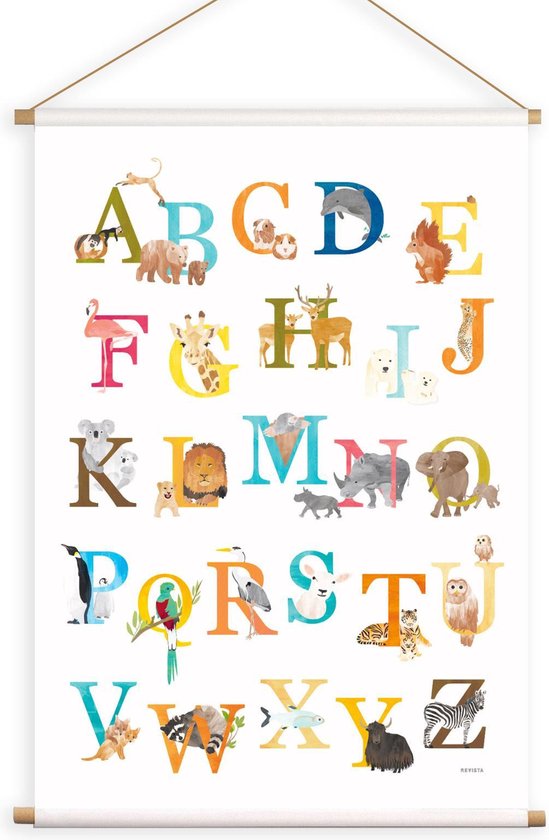 Revista alfabet schoolplaat dieren, Kinderkamer ABC textielposter 60x90 |  bol.com