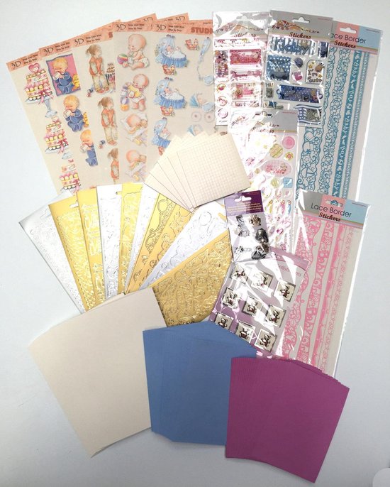 Groot Knutselpakket - Thema BABY - Stickervellen, Enveloppen, Lux Karton,  Afbeelding... | bol.com
