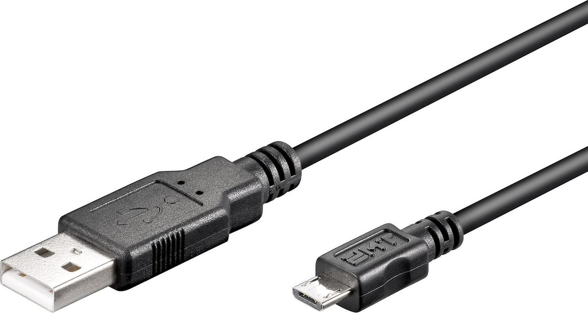USB Micro B naar USB-A kabel - USB2.0 - tot 1A / zwart - 1 meter