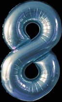 Ballon – Folie ballonnen cijfers – Verjaardags ballon – Cijfer 8 – Blauw - 97cm – 1 stuk