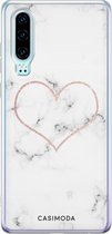 Huawei P30 hoesje siliconen - Marmer hart | Huawei P30 case | grijs | TPU backcover transparant