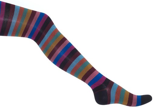 Bonnie Doon - Dames Colourful Stripe Tights - Zwart - maat 36-38 S | bol.com