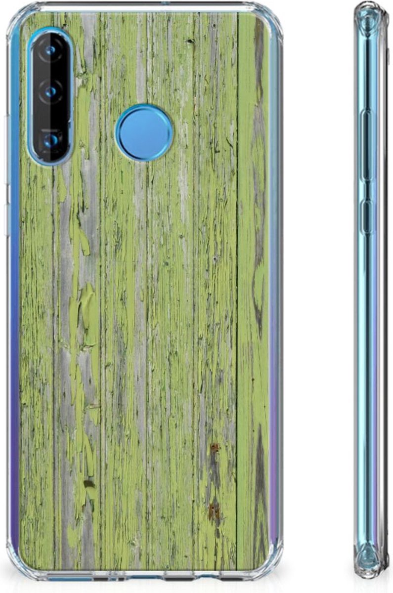 Huawei P30 Lite Stevig Telefoonhoesje Green Wood