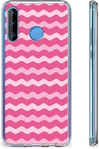 Huawei P30 Lite Doorzichtige Silicone Hoesje Waves Pink