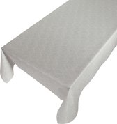 Gecoat tafellinnen Jacquard Grid Lichtgrijs -  140 x 550 cm - Grijs tafellaken - Tafelkleed plastic - Voor buiten en binnen - Verschillende maten - Geleverd in een koker