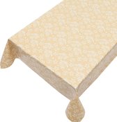 Tafelzeil Fancy Christmas Goud -  140 x 200 cm - Goud tafellaken - Tafelkleed plastic - Voor buiten en binnen - Verschillende maten - Geleverd in een koker