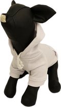 Hoodie sweater wit voor de hond - D-M (rug lengte 31 cm, borst omvang 38 cm, nek omvang 32 cm )