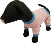 Pyjama voor de hond licht roze met een blauw randje - XS ( rug lengte 18 cm, borst omvang 32 cm, nek omvang 24 cm )