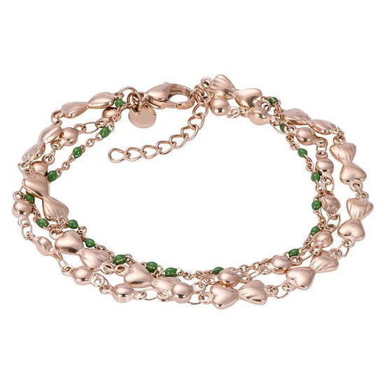Bracelet iXXXi Perles vertes du Botswana Couleur or rose