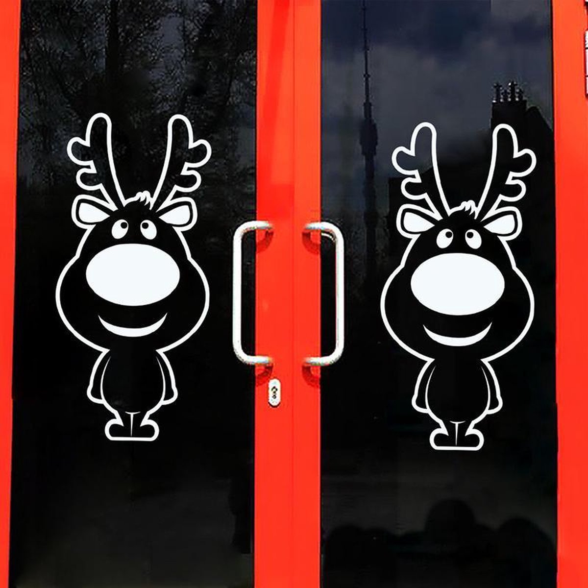 2 st. Raam Deur Muur decoratie sticker Kerstmis Rendier - 2 stuks