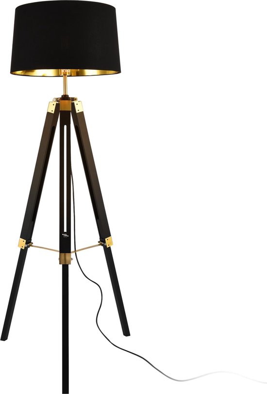 bol.com | Staande lamp Karlsbad vloerlamp 145 cm zwart en messing E27