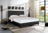 Boxspring City 160x200 zwart lederlook + matras milano