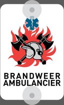 Autobord logo brandweer ambulancier 10cm x 15cm