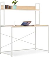 Stijlvolle Computer bureau Wit bruin (Incl organizer) 120x60x138 cm - Computerbureau - Werktafel - Schrijftafel - Tekentafel