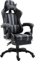 Gamestoel (INCL leer reinigingdoekjes) Grijs met Voetenbank - Gaming Stoel - Gaming Chair - Bureaustoel racing - Racestoel - Bureau stoel gamen