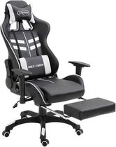 Gamestoel (INCL leer reinigingdoekjes) Wit met Voetensteun - Gaming Stoel - Gaming Chair - Bureaustoel racing - Racestoel - Bureau stoel gamen