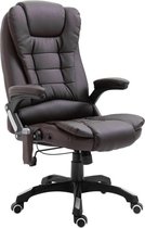 Luxe Bureaustoel (INCL bureau anti slipmat)met MASSAGE Kunstleer Bruin - Bureau stoel - Burostoel - Directiestoel