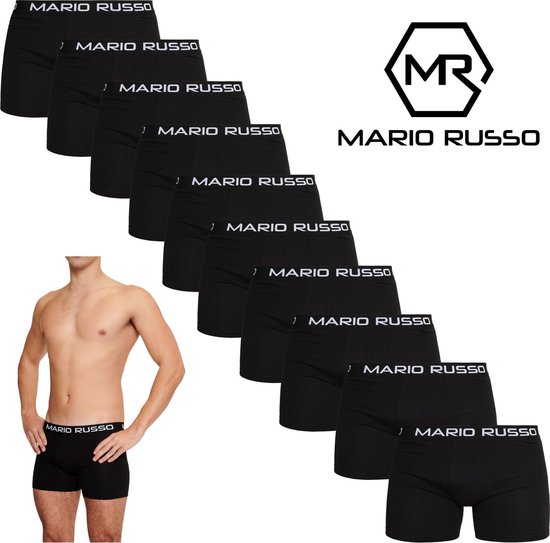 Mario Russo - Heren Onderbroeken 10-Pack Basic Boxers - Zwart - Maat M |  bol.com