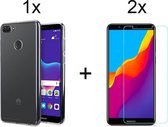 iPhone 7 plus hoesje siliconen case transparant - iPhone 8 plus hoesje hoesjes cover hoes case - 2x iPhone 7 plus 8 plus screenprotector