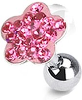 Tragus piercing roze bloem