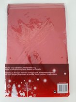 Kersttafelkleed, luxe tafelkleed kerst, tafelloper, kerstkleed glanzend metallic rood met motief, 200x140 DS