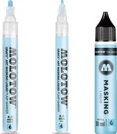 Ensemble de marqueurs et de recharges pour pompe à liquide de masquage Molotow - Le liquide de masquage peut être peint avec presque toutes les encres à base d'acrylique, d'eau ou d'alcool