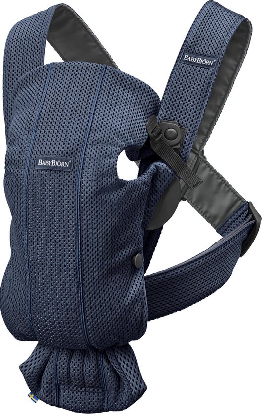 BabyBjörn Draagzak Mini - 3D Mesh - Donkerblauw - Buikdrager – Heupvriendelijk – Gebruiksvriendelijk