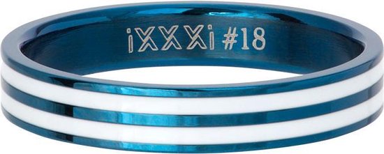 iXXXi Jewelry Vulring 4mm Double Line White Blauw - maat 19