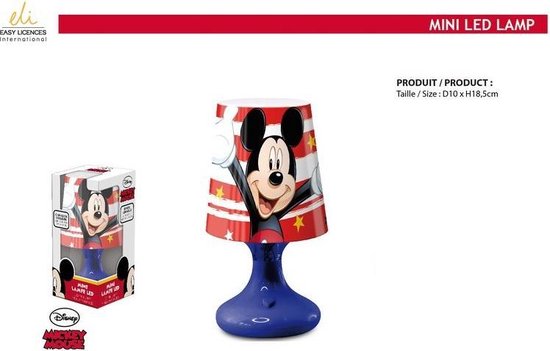 Disney - Mickey Mouse - Nachtlampje kinderen - Blauw - 18cm