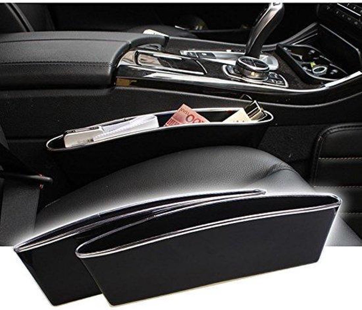 Auto Armleuning Kussen, Universele Memory Pu Lederen Auto Middenconsole Armsteun Kussen Met Bekerhouders En Opbergvak Middenconsole Opbergdoos Auto