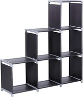 Armoire d'escalier avec 6 compartiments en forme de cube - Unité murale noire - 105 cm de haut et 105 cm de large