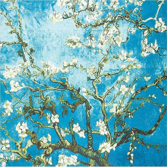 Foulards Emilie Foulard Soie Van Gogh Fleur d'Amandier - Bleu - Coffret