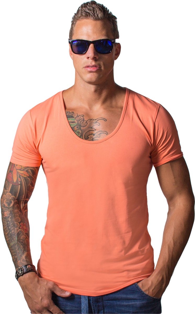 Badkamer Zoeken Intrekking Lage Ronde Hals T-Shirt Oranje XL | bol.com