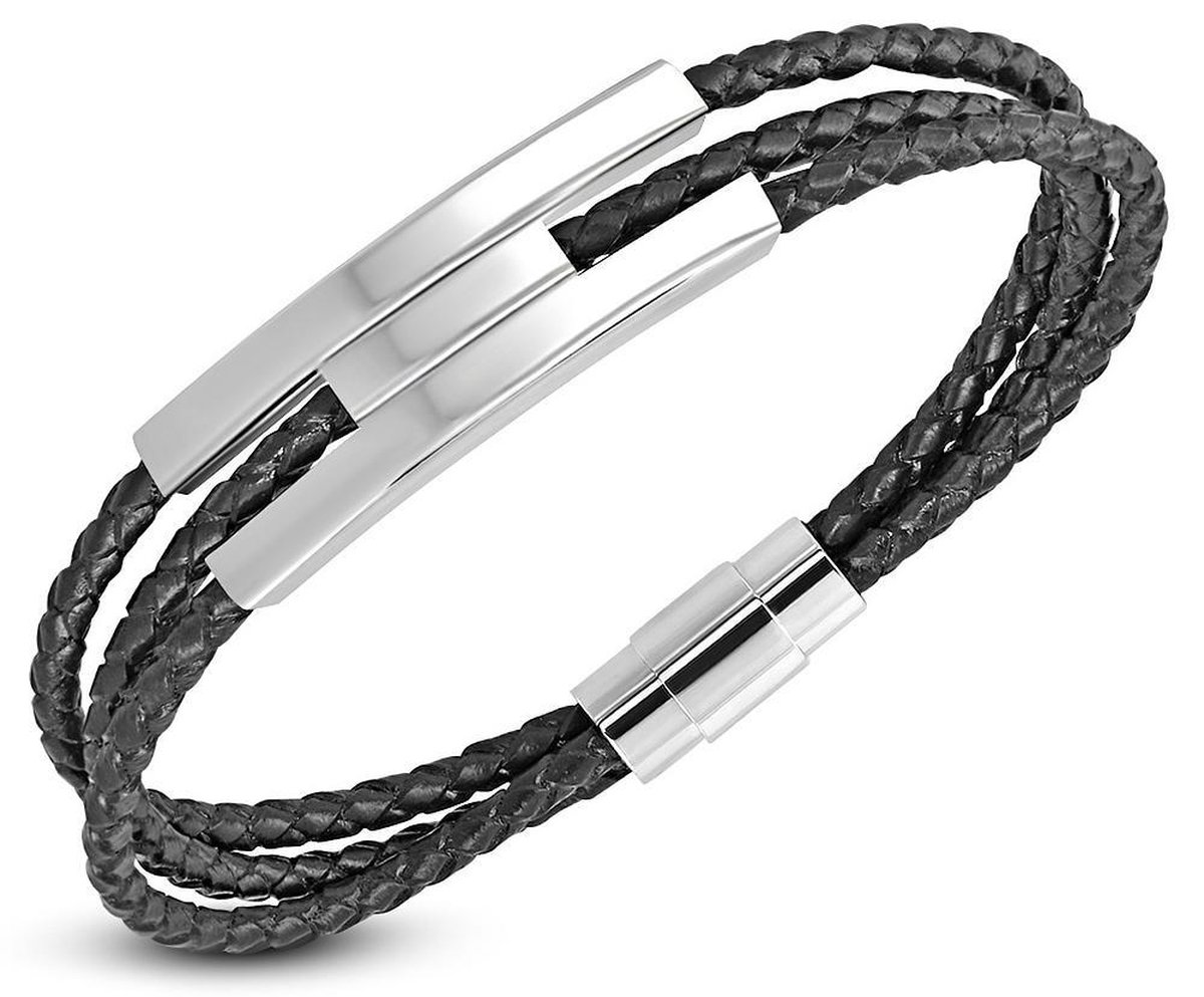 Amanto Armband Felker D - Leer - 316L Staal - Magnetisch - 9mm - 22cm