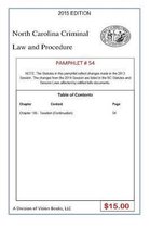 North Carolina Criminal Law and Procedure-Pamphlet 54