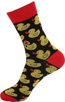 2 Paar leuke Vrolijke, Grappige Sokken - Socks - Eend - One Size - Happy