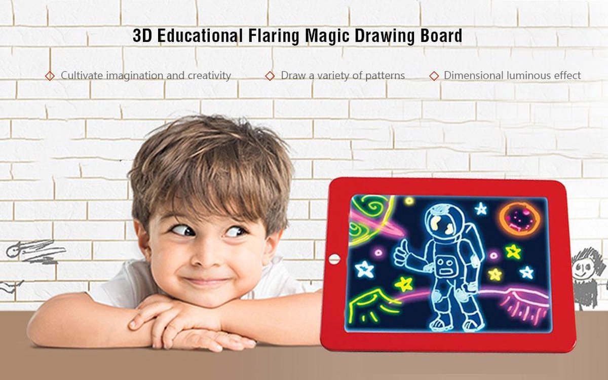 3D Magische Elektronisch Magnetische Schrijfbord I Digitale Tekentablet - Drawing tablet - LCD Scherm - 26 x 19 cm