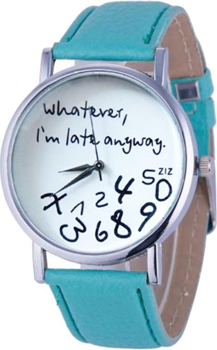 Fako Bijoux® - Horloge - Whatever, I'm Late Anyway - Groen