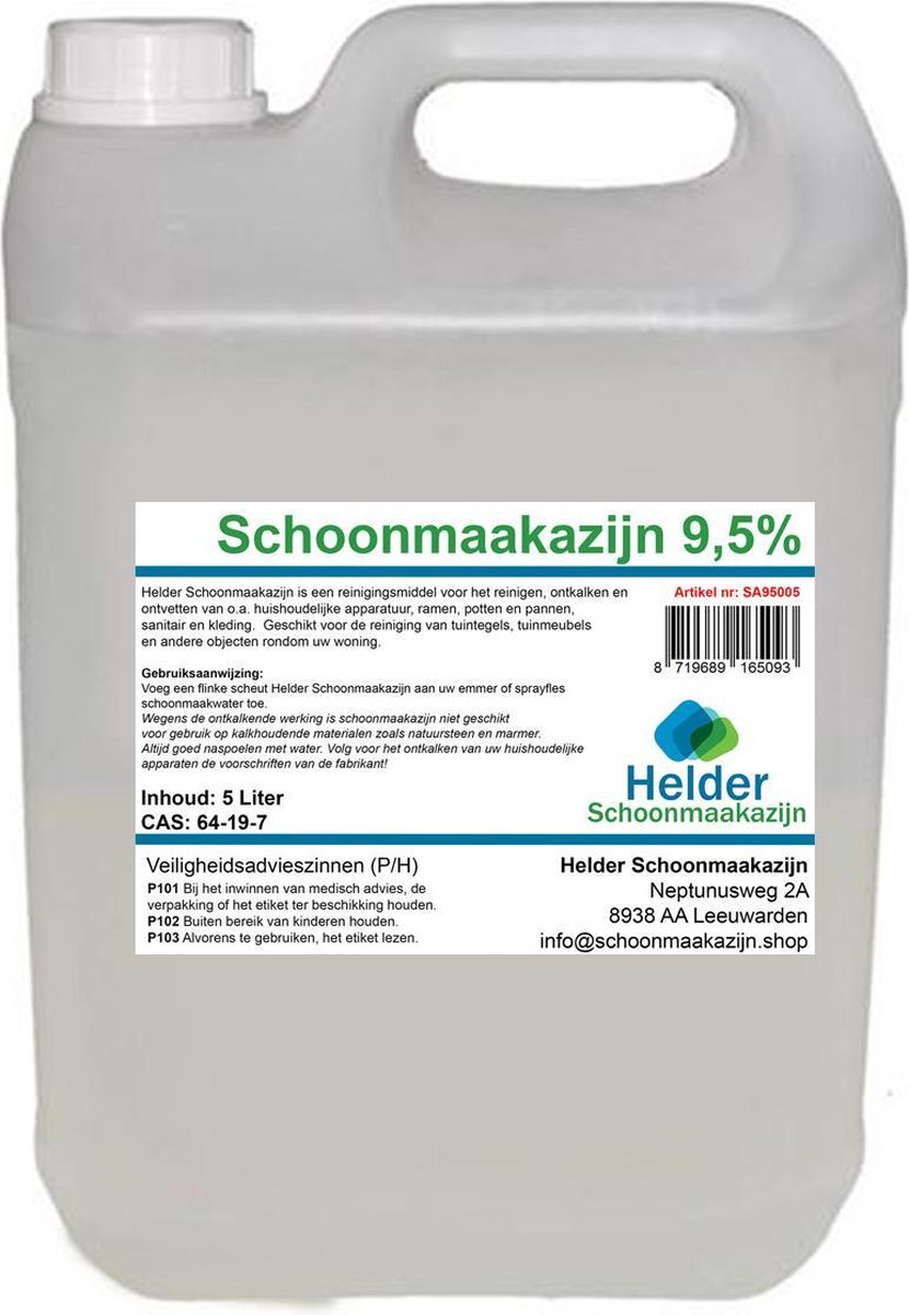 Schoonmaakazijn 9,5% / 5 liter | bol.com